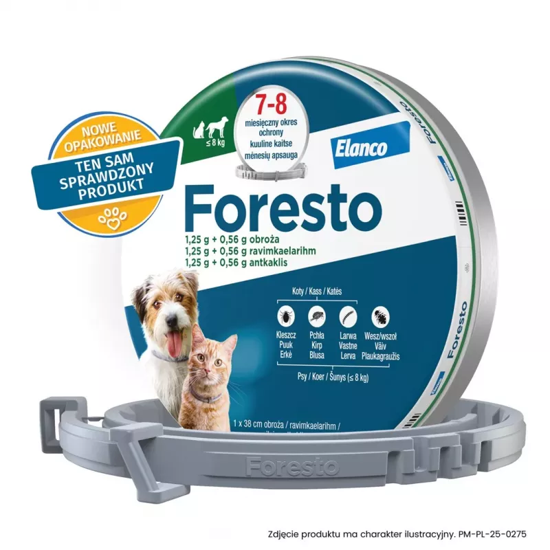 ENA ELANCO Foresto Coleira Antipulgas e Carraças para Gatos e Cães abaixo de 8 kg