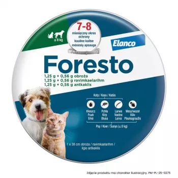ENA ELANCO Foresto Coleira Antipulgas e Carraças para Gatos e Cães abaixo de 8 kg