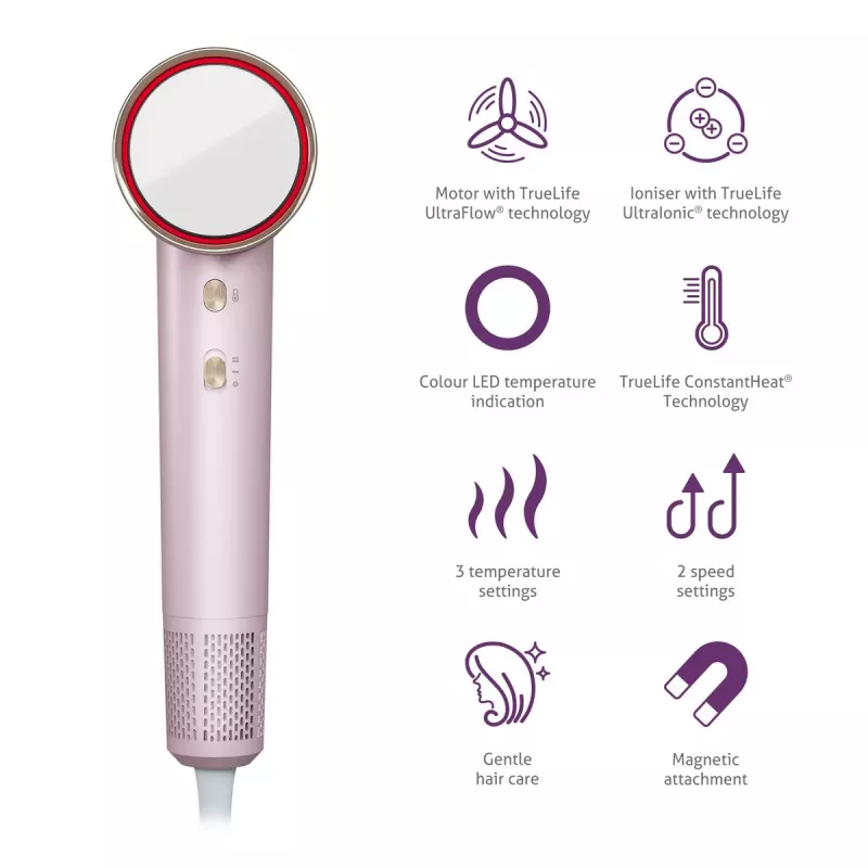 Secador de cabelo TLF TrueLife HairDryer D6 1600 W rosa