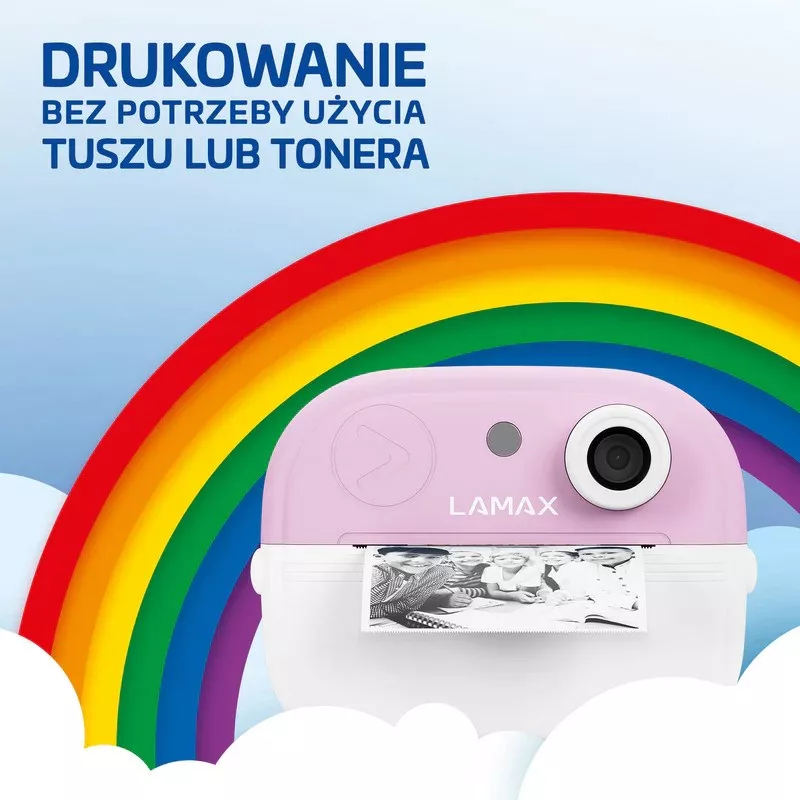 Máquina fotográfica digital infantil LAMAX InstaKid2 Play, rosa, ecrã IPS de 2,0 polegadas, vídeo Full HD, foto 48 Mpx, microSD