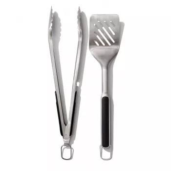 OXO Good Grips Conjunto de espátula e pinças para grelhar, Preto/Prata, 2 peças