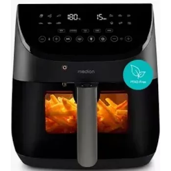 Fritadeira de ar quente MEDION MD 13060 X20 XXL 6,6 L preta 1700 W com termómetro alimentar