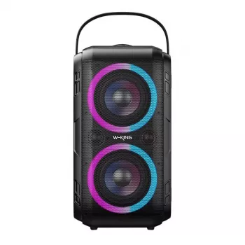 W-KING T9-2 Altifalante Bluetooth 100W RMS Altifalante de festa portátil com luzes RGB, IPX6, TWS, karaoke, powerbank, preto