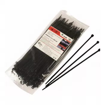 Abraçadeiras de nylon WKK pretas estabilizadas contra UV 300x3,6mm pack de 100