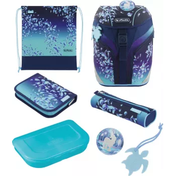 Mochila escolar Herlitz SoftLight Plus Greenline para o ensino básico, Blue Ice