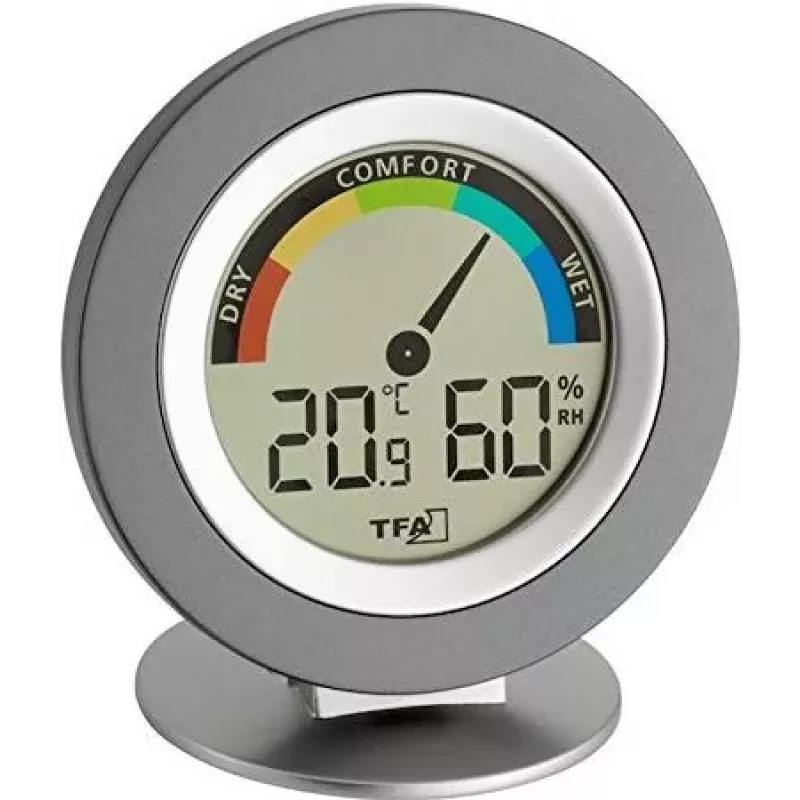 TFA 30.5019 termo-higrómetro COSY - termómetro digital de interior e medidor de humidade com memória máx/mín, indicação da zona de conforto, ecrã LCD, branco