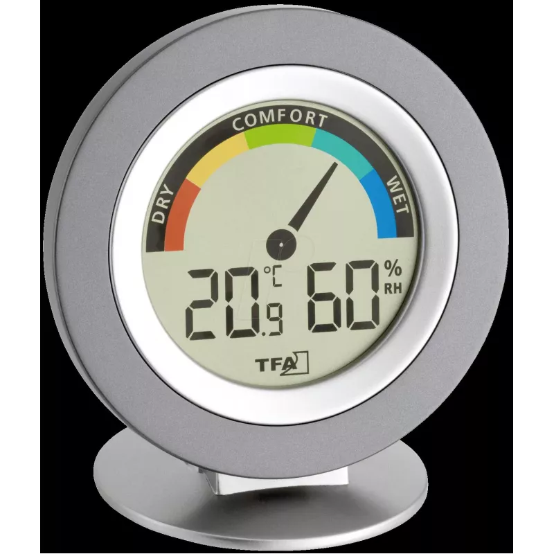 TFA 30.5019 termo-higrómetro COSY - termómetro digital de interior e medidor de humidade com memória máx/mín, indicação da zona de conforto, ecrã LCD, branco