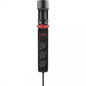 Olympia IOIO SL 3000 Régua de tomadas para bordo de mesa preta com 3 tomadas Schuko e 2 portas USB-A, cabo de 1,5 m