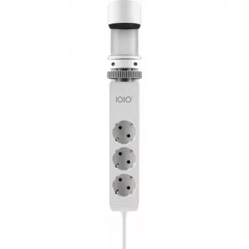 Olympia IOIO SL 3000 Régua de tomadas para bordo de mesa branca 3 tomadas Schuko 2 USB-A cabo de 1,5 m