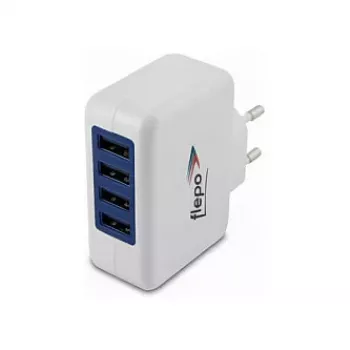 FLEPO fonte de alimentação USB 4 portas 100-240V 4A 20W preto ficha EU