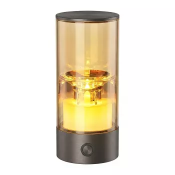 SYNERGY21 vela LED com bateria exterior IPX5 interruptor tátil regulável cinzento aço