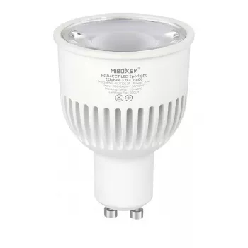 MIBOXER Lâmpada LED Retrofit GU10 6W RGB-WW (RGB-CCT) Spot Zigbee 3.0 + 2.4G Milight/Miboxer