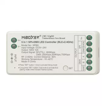 Miboxer SPIB5 Controlador LED Pixel 5 em 1 SPI+DMX 2,4GHz+BLE