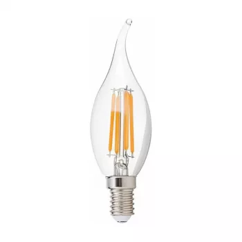 SYNERGY21 LED Retrofit E14 Vela Clara Ponta Curvada 4,5W Branco Quente Regulável