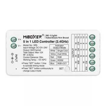 MIBOXER SR5 Controlador LED 5 em 1 RGB+CCT DC12-24V WiFi 2.4G Alexa
