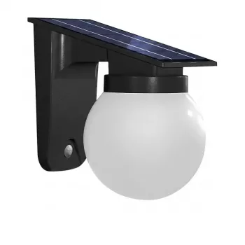 SYNERGY21 Synergy 21 Aplique LED com bateria e lâmpada solar - esfera vidro leitoso -