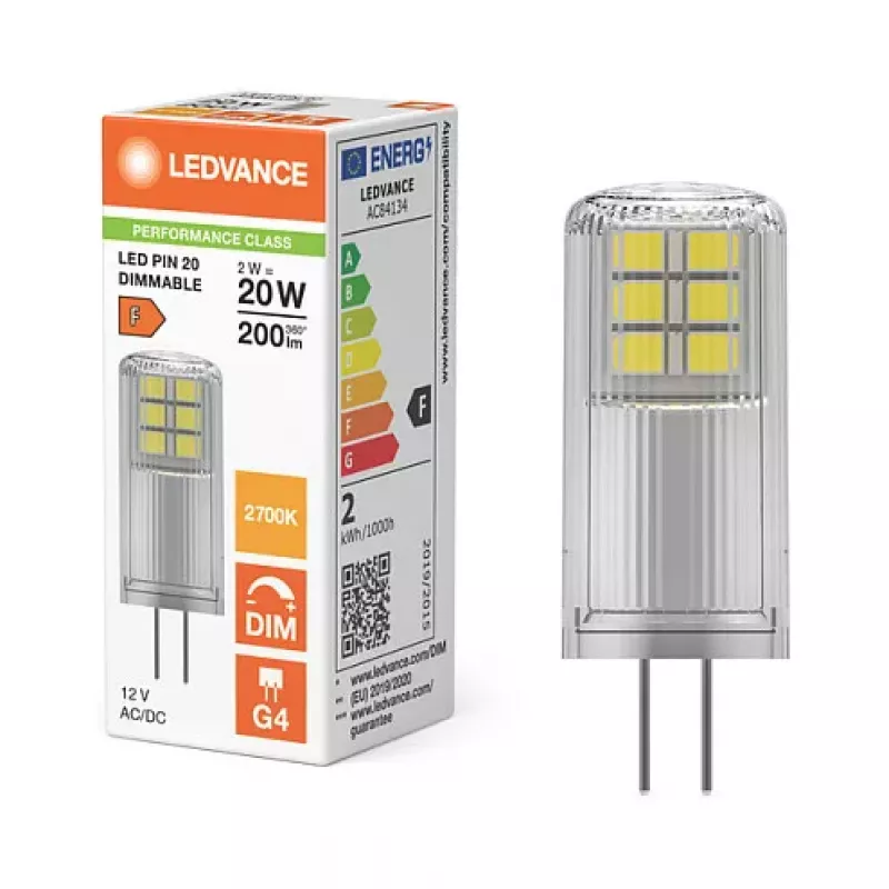 OSRAM LED PIN 12V P 2,2W 827 Transparente G4 Lâmpada LED de baixa tensão 12V com casquilho de encaixe