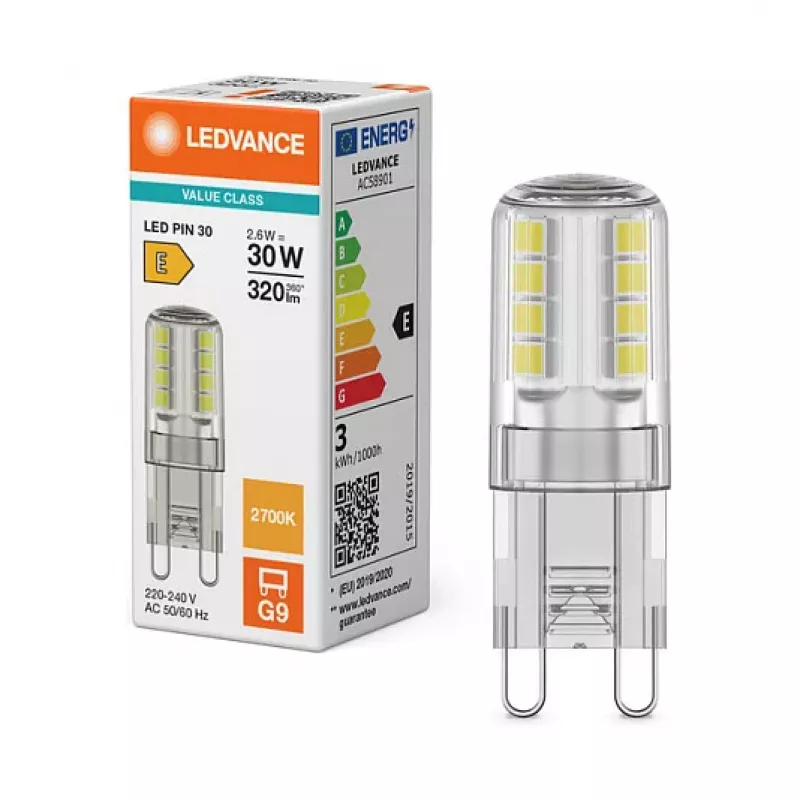 OSRAM LED PIN G9 2.6W 827 transparente G9 lâmpada LED com casquilho de encaixe retrofit