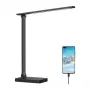 Lepro 310004 candeeiro de secretária (preto) - controlo tátil LED com função de carregamento USB, 10W, 400 lúmenes, 5 temperaturas de cor, 7 níveis de brilho, temporizador de 60 minutos, poupa a vista e sem cintilação