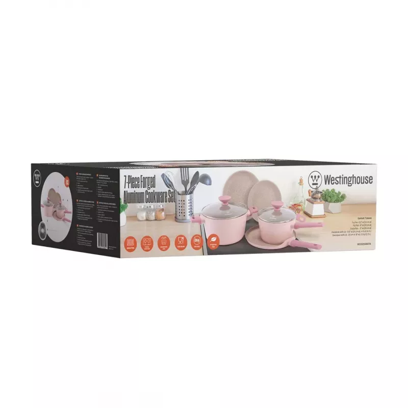 Westinghouse WCCS202607A Conjunto de Panelas 7 Peças em Alumínio Forjado, Preto/Cinzento, Indução