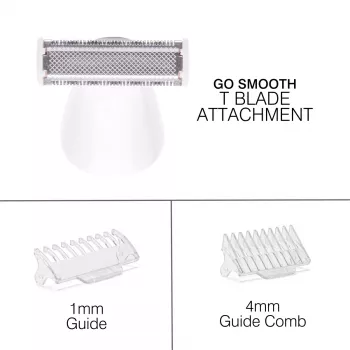 Rio SHTR-EU/1.3 Go Smooth Máquina de barbear e aparador de biquíni 4 em 1 para mulher, branco