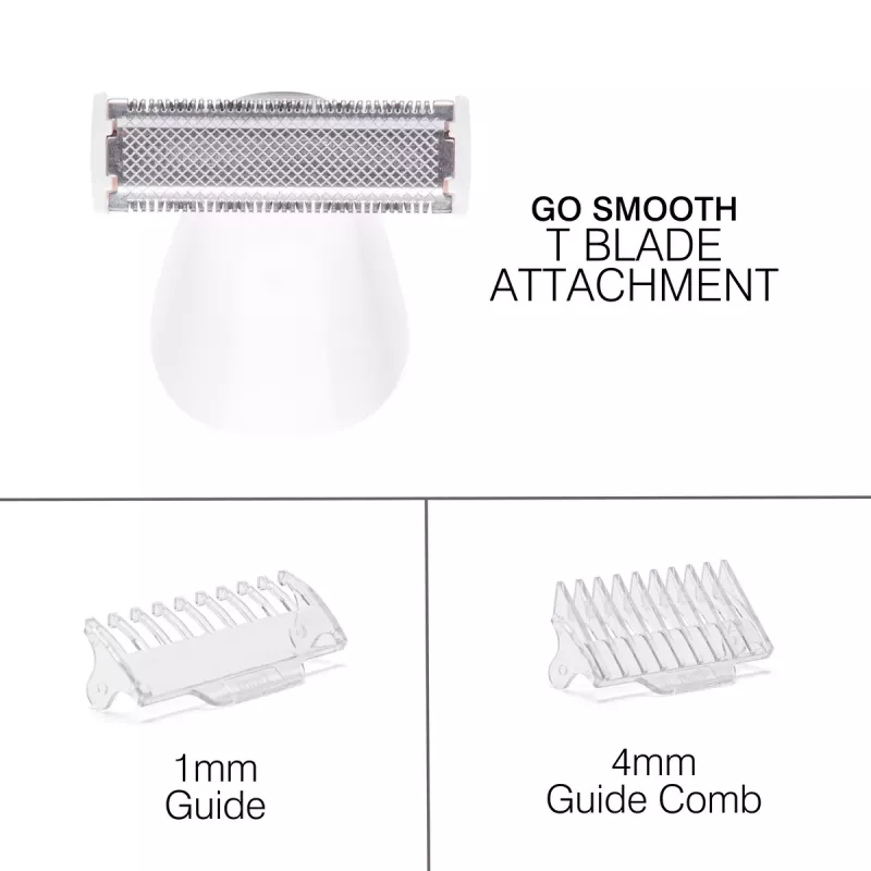 Rio SHTR-EU/1.3 Go Smooth Máquina de barbear e aparador de biquíni 4 em 1 para mulher, branco
