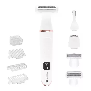 Rio SHTR-EU/1.3 Go Smooth Máquina de barbear e aparador de biquíni 4 em 1 para mulher, branco