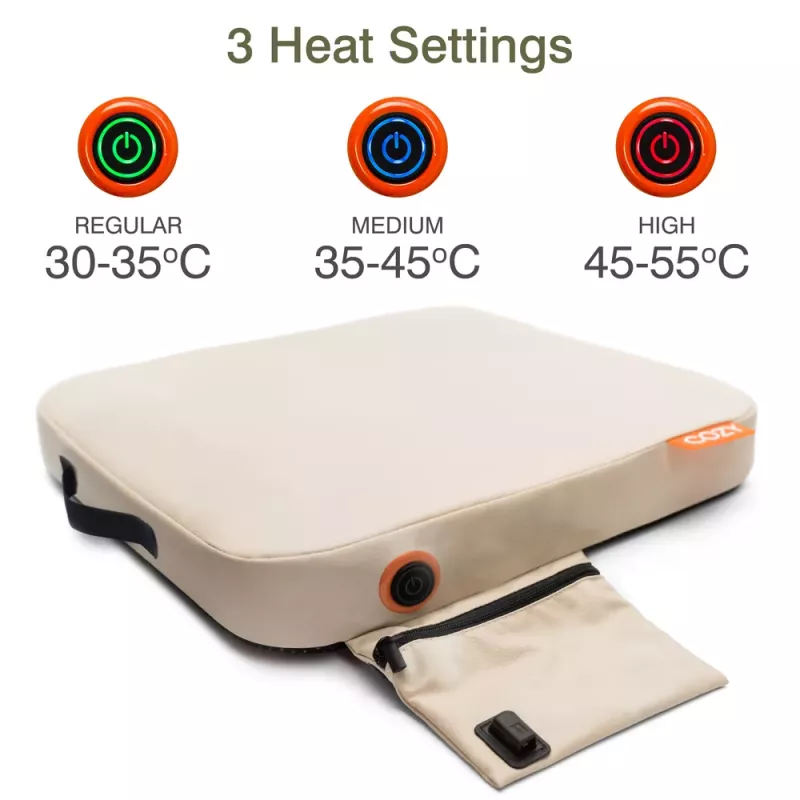 Bodi-Tek BT-CSOH-XX-EU/1.2 COZY Almofada de assento aquecida sem fios 39 x 44 cm, bege