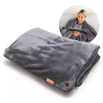 Bodi-Tek BT-BLHT-EU/1.0 COZY manta elétrica Snuggle Blanket Heated Throw 130 x 160 cm, cinzento