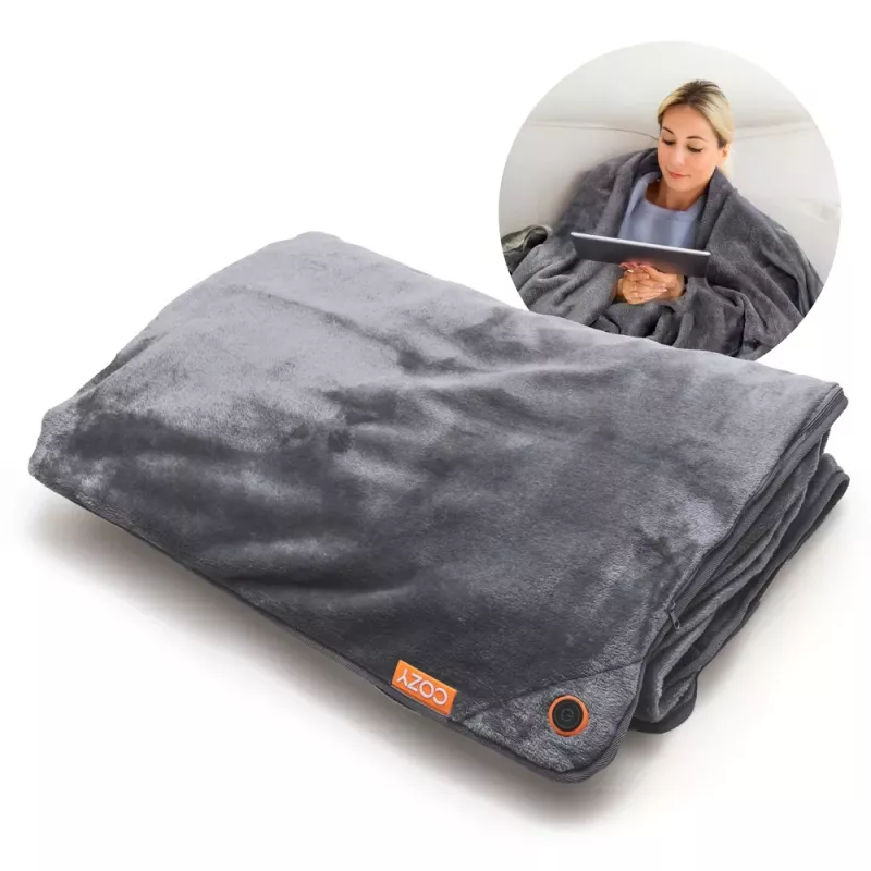 Bodi-Tek BT-BLHT-EU/1.0 COZY manta elétrica Snuggle Blanket Heated Throw 130 x 160 cm, cinzento
