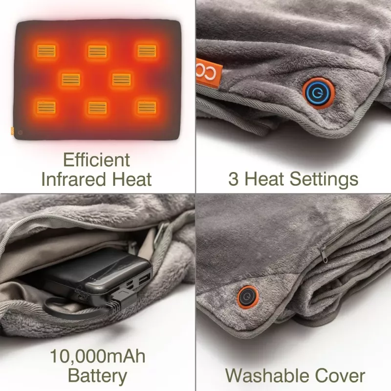 Bodi-Tek BT-BLHT-EU/1.0 COZY manta elétrica Snuggle Blanket Heated Throw 130 x 160 cm, cinzento