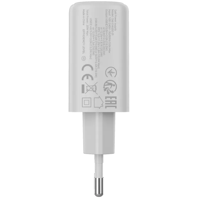 CANYON OnCharge 200 Carregador de parede 20W 1xPD 1xQC EU branco