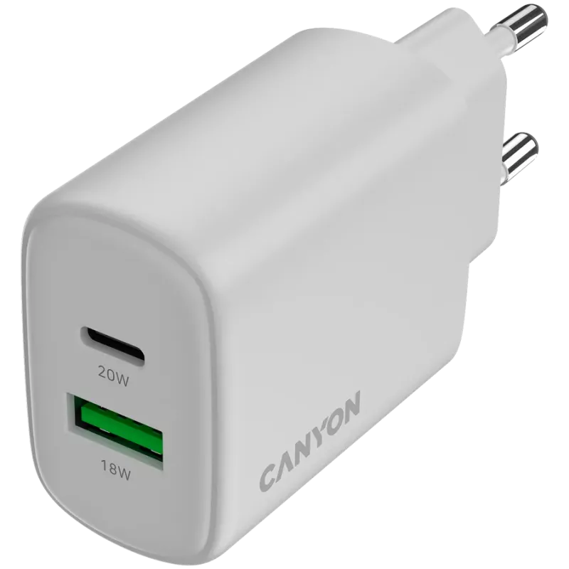 CANYON OnCharge 200 Carregador de parede 20W 1xPD 1xQC EU branco