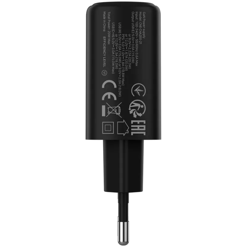 CANYON OnCharge 200 Carregador de parede 20W 1xPD 1xQC EU preto