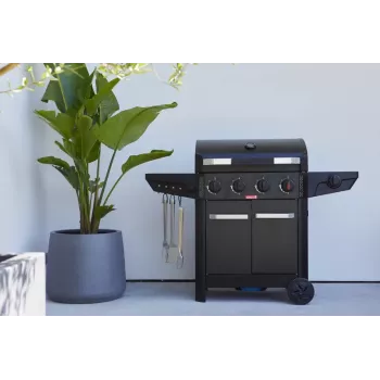 Grelhador a gás Barbecook Luca 412 com armário inferior e queimador lateral, 145,4 x 60,3 x 112,3 cm, preto