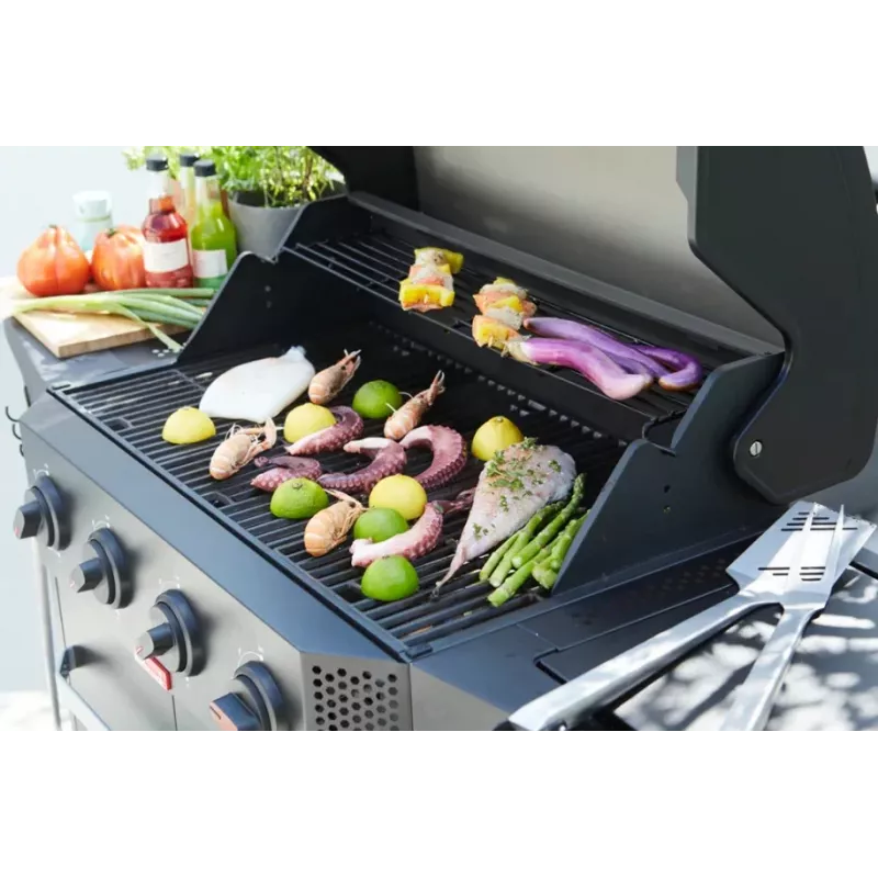 Grelhador a gás Barbecook Luca 412 com armário inferior e queimador lateral, 145,4 x 60,3 x 112,3 cm, preto