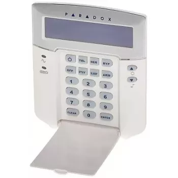 Teclado de painel de alarme K32LCD+-W2W Paradox - LCD azul de 32 caracteres, 2 linhas, com fios, branco