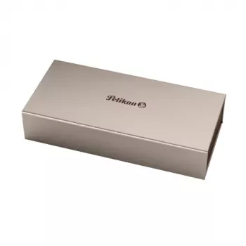 Pelikan Souverän M1000 Caneta de tinta permanente, preto, guarnições douradas, janela de tinta verde, pena larga, êmbolo integrado, ambidestra, Alemanha