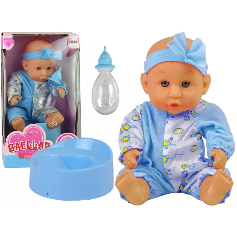 LEAN TOYS Boneca Bebé Azul Bacio Bebe Água Faz Chichi 24 cm