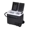 HCALORY P50M+ geleira de automóvel com Bluetooth, 50L, -20°C a +20°C, DC 12/24V e AC 100-240V, 60W, R134a, ecrã LCD, controlo por app, proteção da bateria, rodas, puxador telescópico, luz LED, porta USB, CE/RoHS/FCC