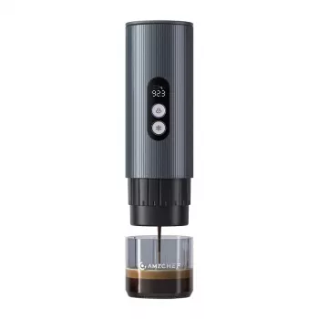 AMZCHEF CE-GC-CP024-BU máquina de café portátil - azul - máquina de espresso 15 bar para cápsulas Nespresso e café moído com adaptador de automóvel 12V e USB Cold Brew
