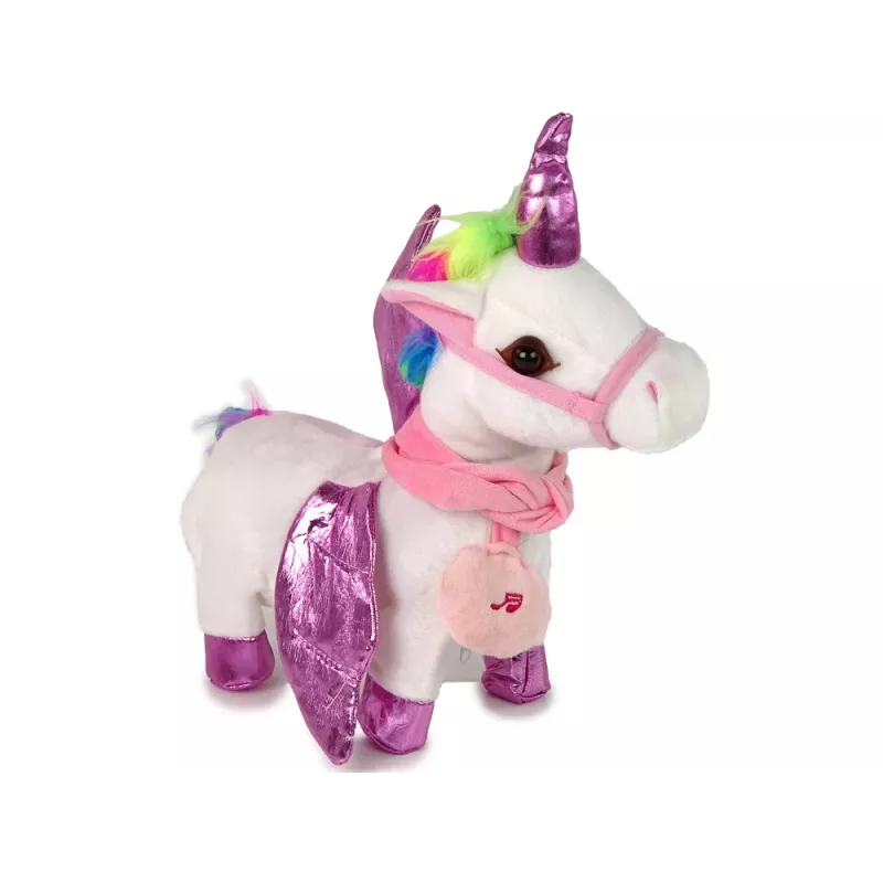 LEAN TOYS mascote cavalo unicórnio interativo branco rosa asas