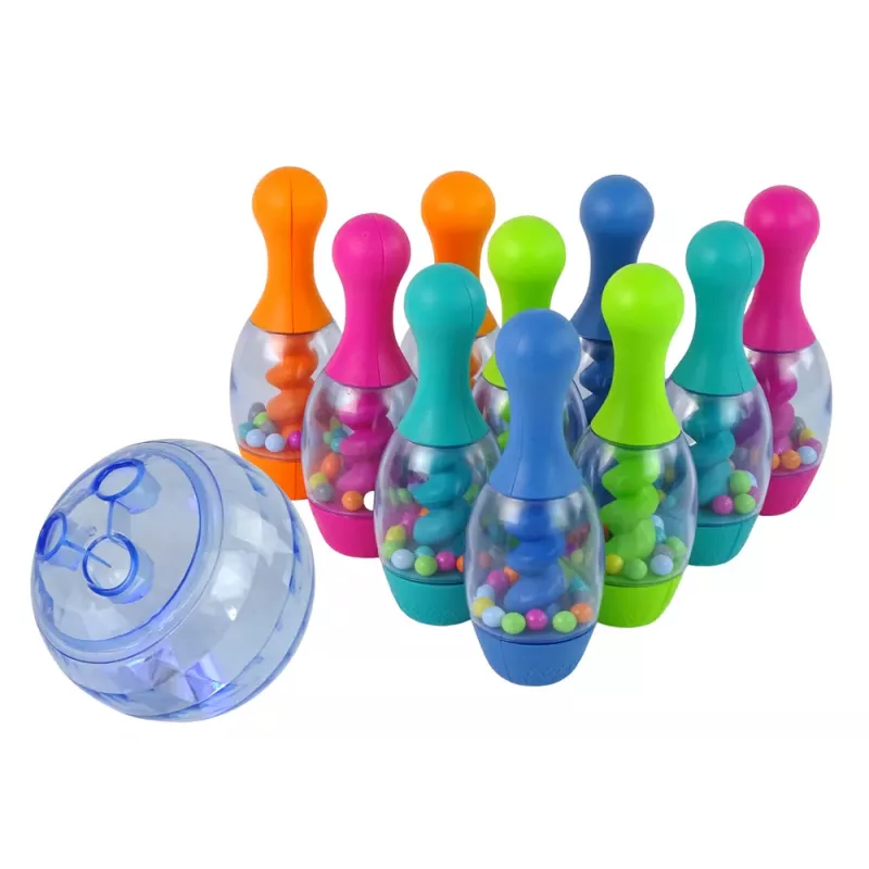 LEAN TOYS Jogo de destreza Bowling com bolas e suporte de bolas iridescente