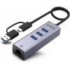 Hub USB-C UNITEK 4 em 1 Ethernet 3 x USB-A 5 Gbps com adaptador USB-A