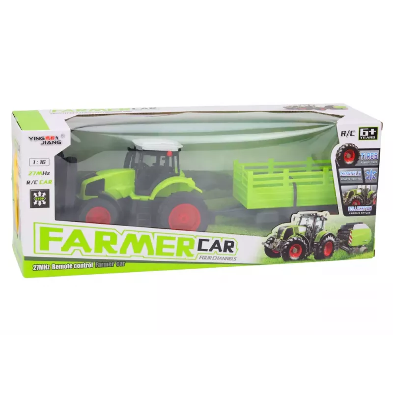 LEAN TOYS trator RC telecomandado com atrelado 1:16 verde