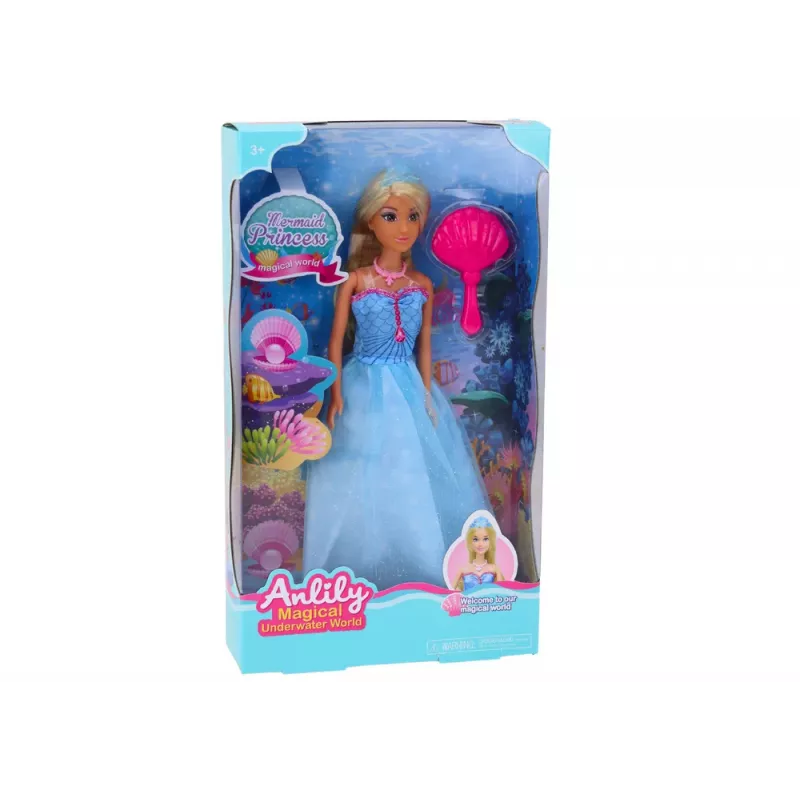 LEAN TOYS boneca Anlily princesa sereia vestido azul escova