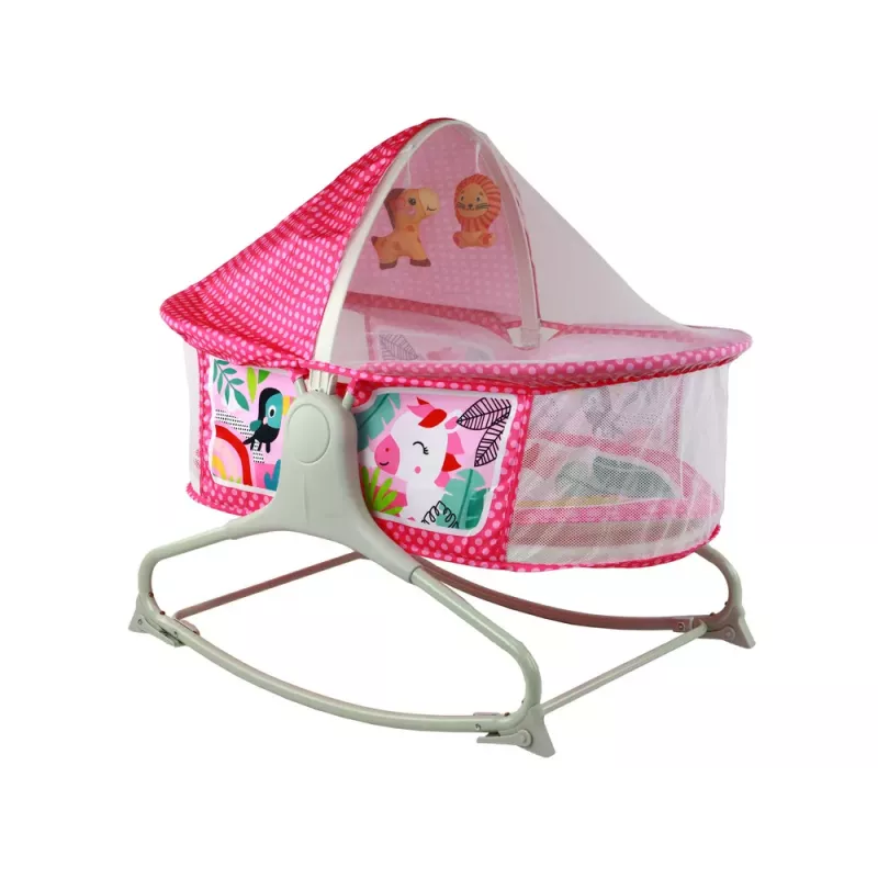 LEAN TOYS balancé de berço multifunções 2em1 base infantil sons vibrações rosa