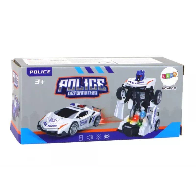 LEAN TOYS carro robô polícia azul-marinho transformação 2em1