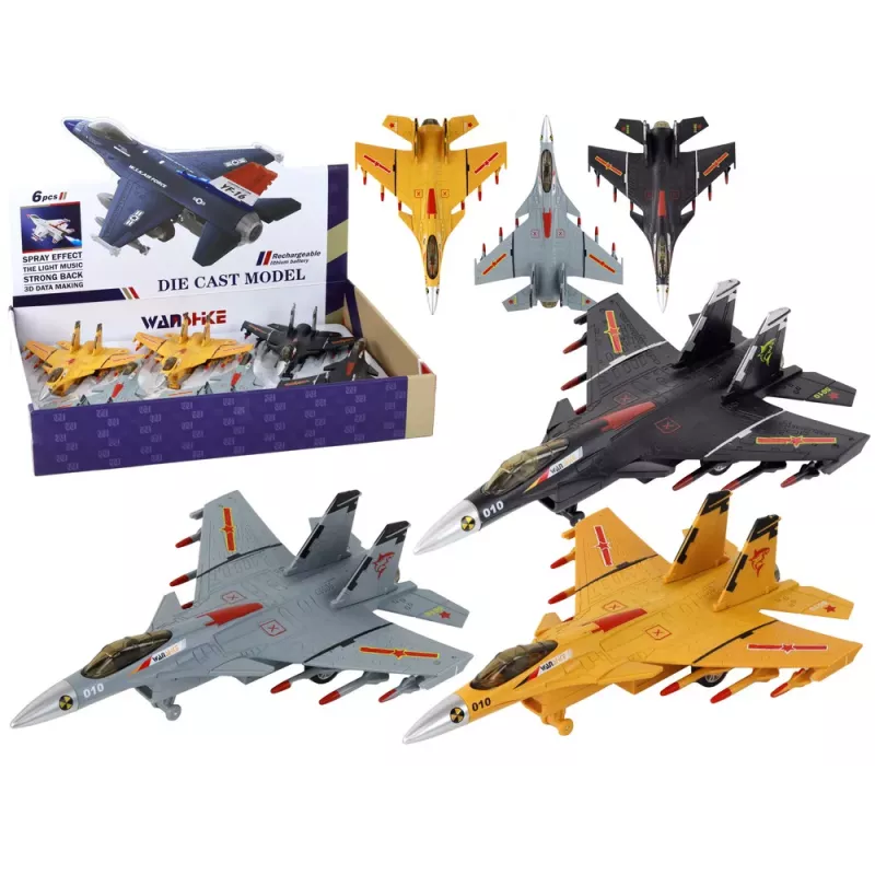 LEAN TOYS modelo de avião com propulsão por fricção, cinzento, preto ou amarelo