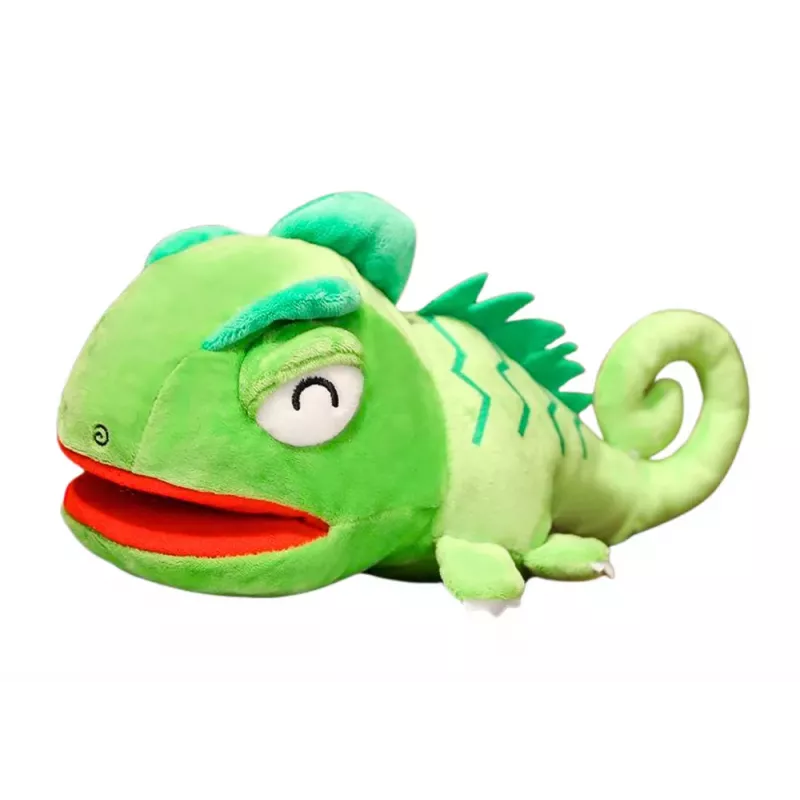 LEAN TOYS Peluche dragão verde mascote fantoche de mão 30 cm